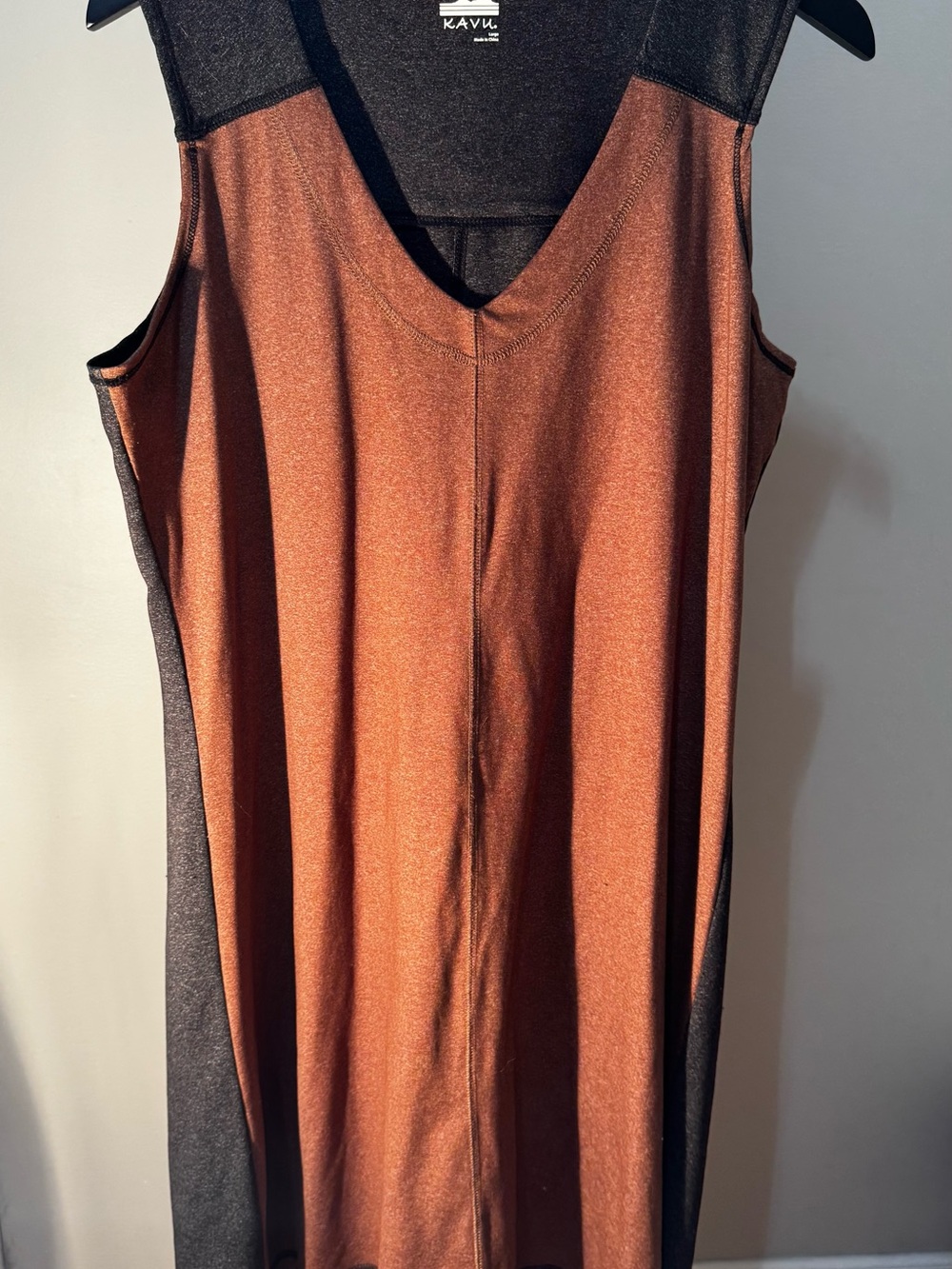 KAVU Sleeveless Color Block Stretch Dress Brown Black